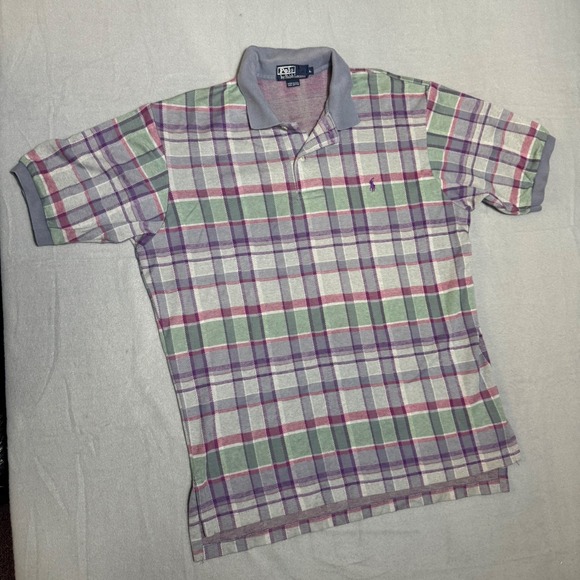 Polo Ralph Lauren Other - Vintage Polo Ralph Lauren Mens Polo Shirt L Purple Plaid Excellent USA Made